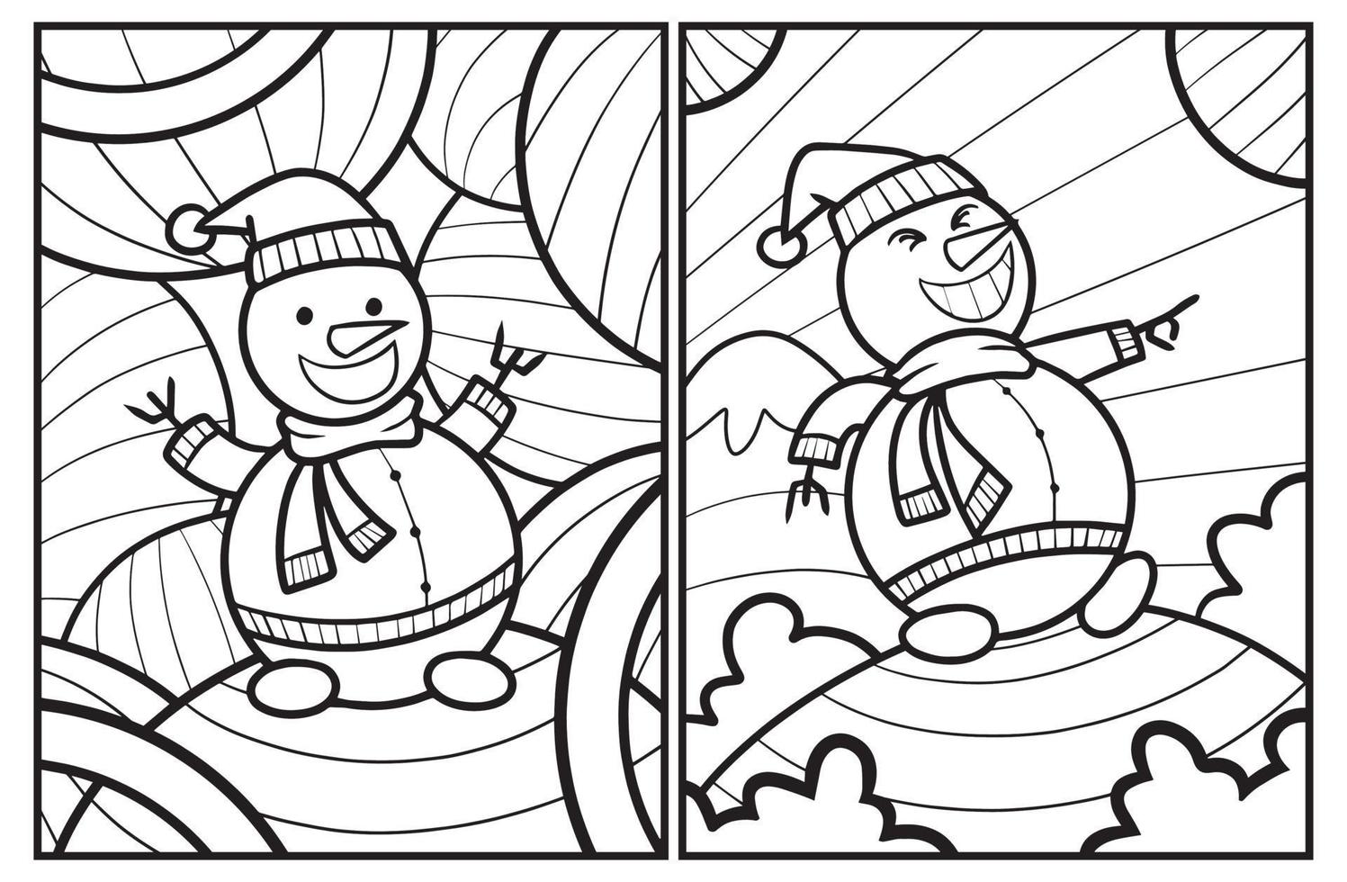 Cute christmas snowman coloring pages vector