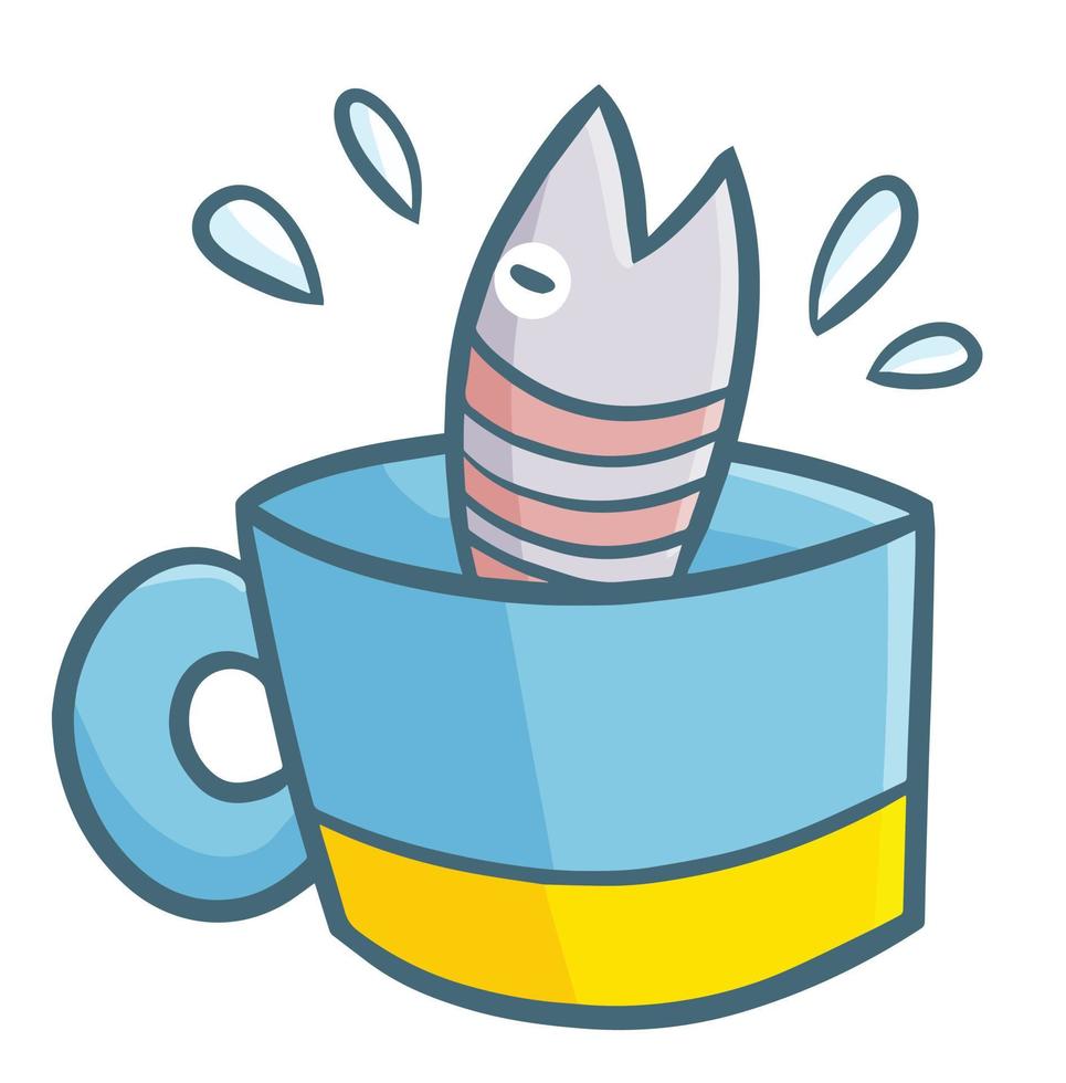 Funny and cute fish in a blue cup vector