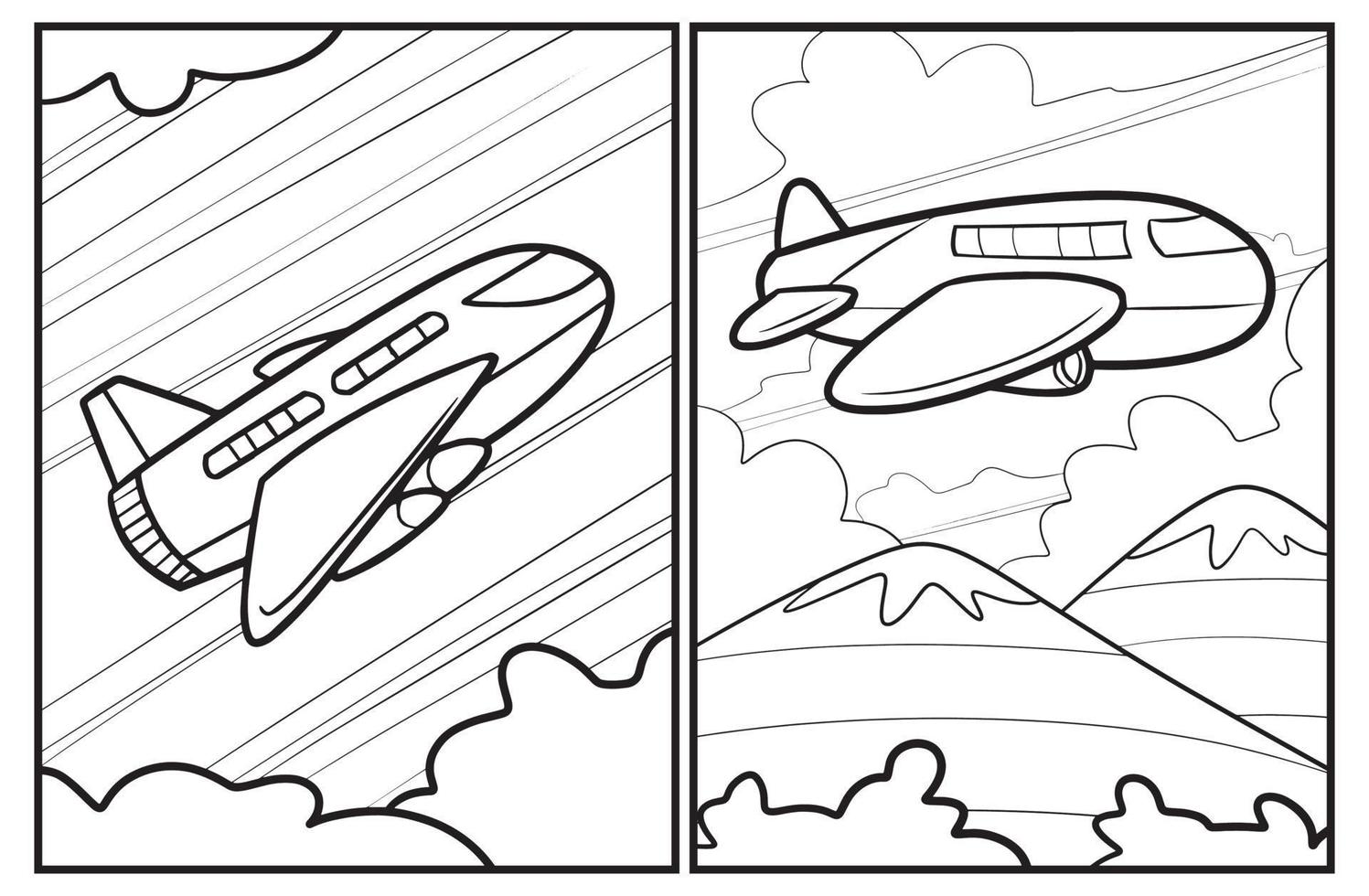 Divertidas páginas para colorear de dibujos animados de aviones de carga vector