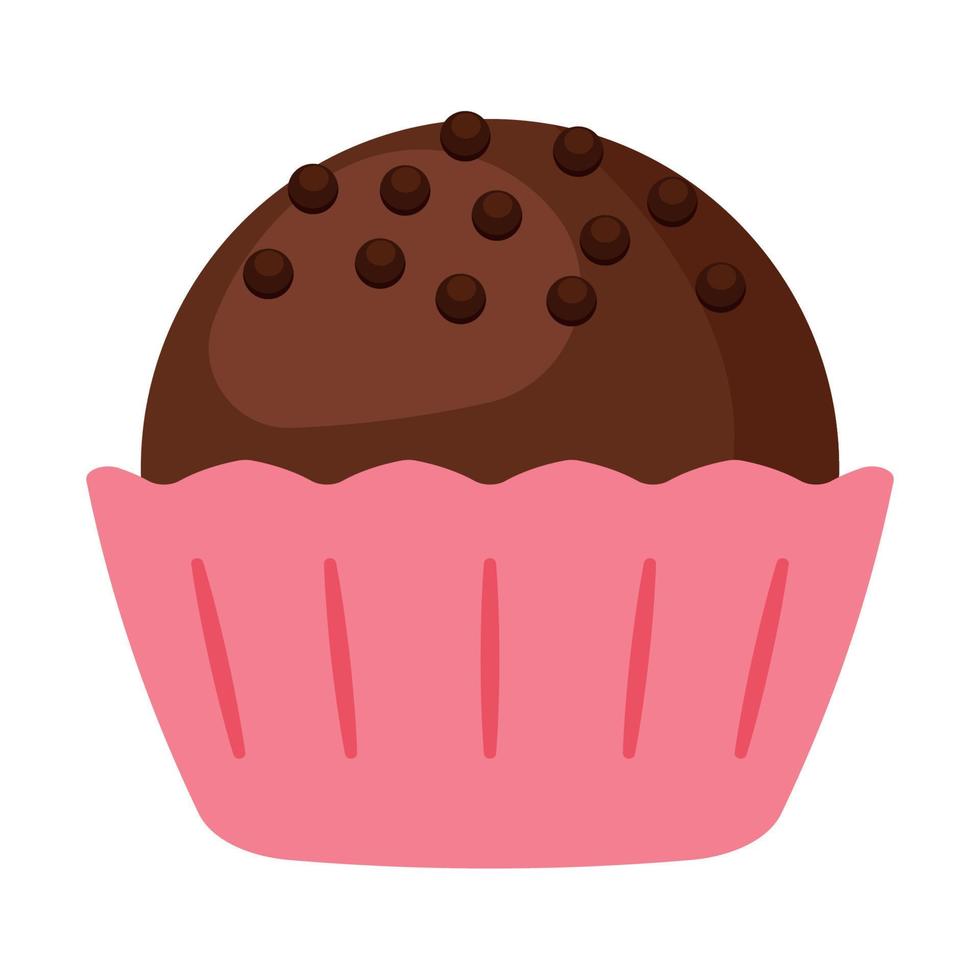 Cute Chocolate Candy Bonbon Ball in Cup Icon Vector Illustration