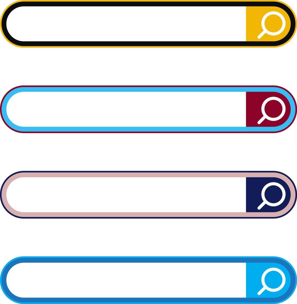 Search Bar and Magnifying Glass Icon Design, Search Bar and Magnifying Glass Icon Flat Design. vector