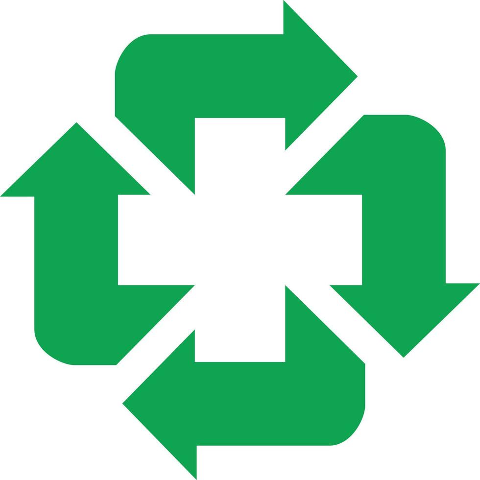 Green Recycle Icon Isloted on Transparent Background.  Reuse Symbol  and Green Arrow vector