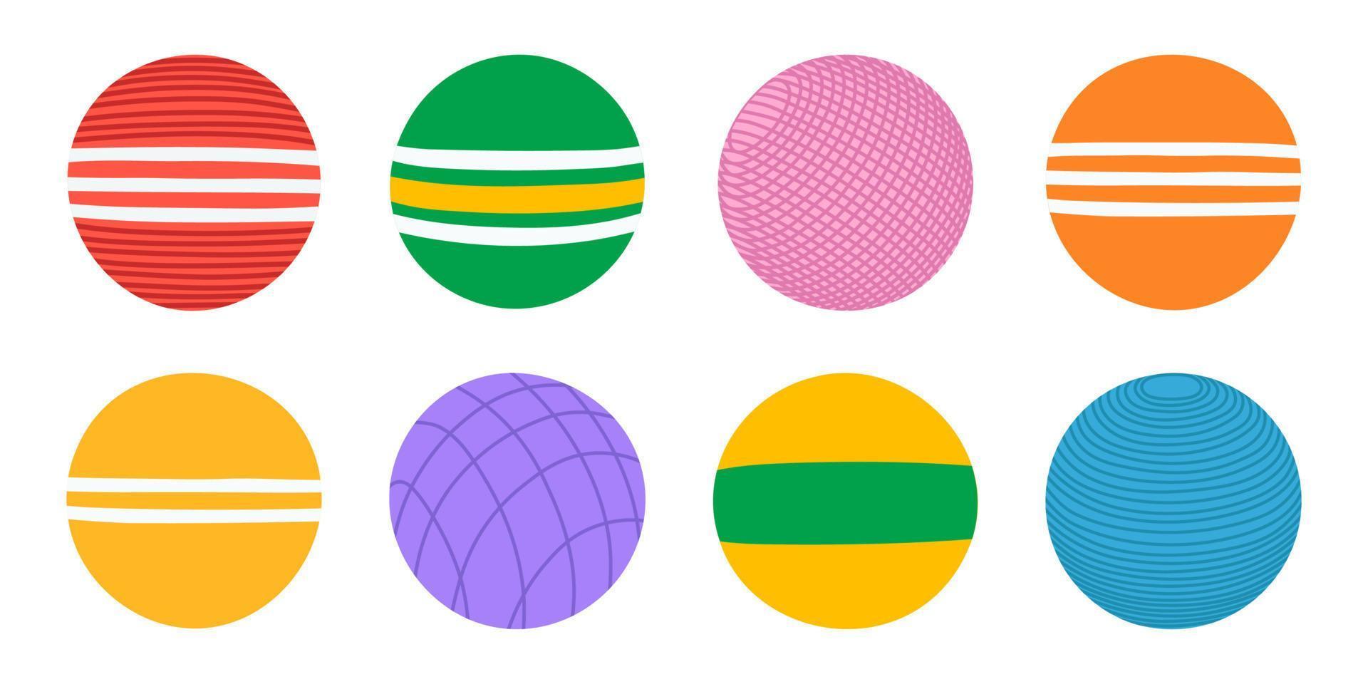 colorido juego de bolas de croquet. ilustración vectorial aislada sobre fondo blanco. vector