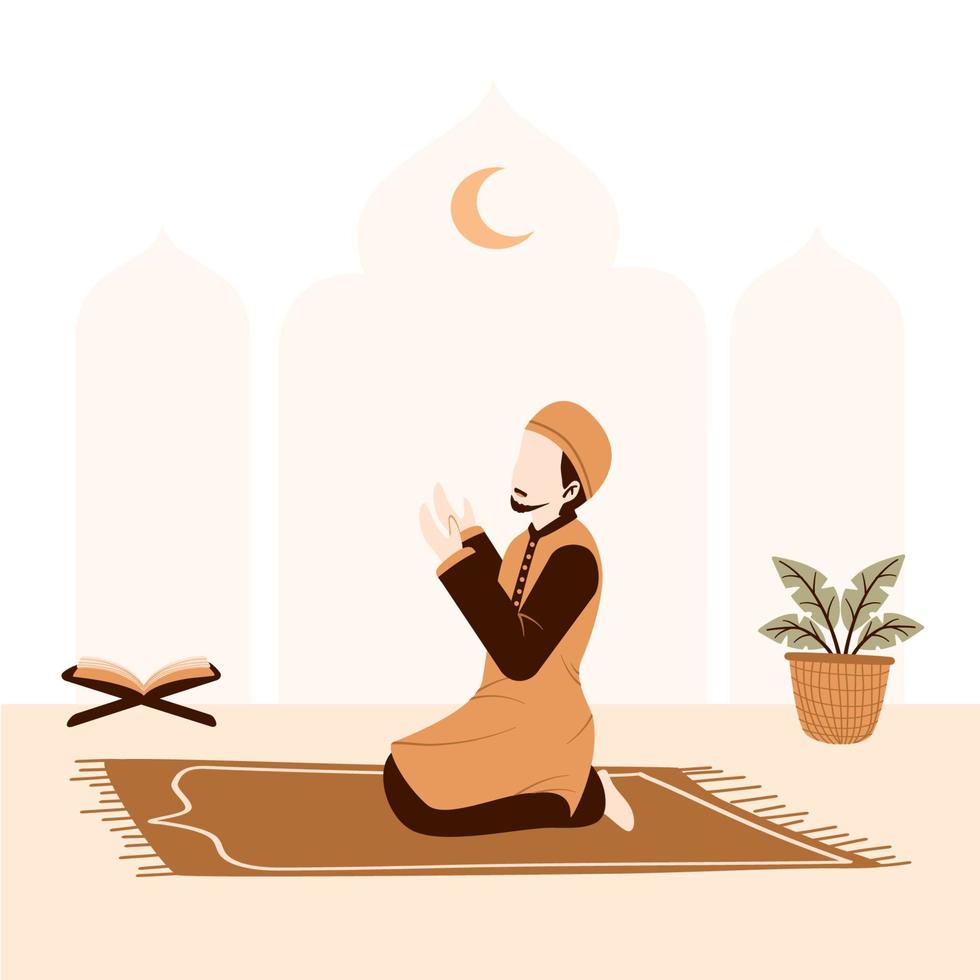 Muslim praying in ramadan vector