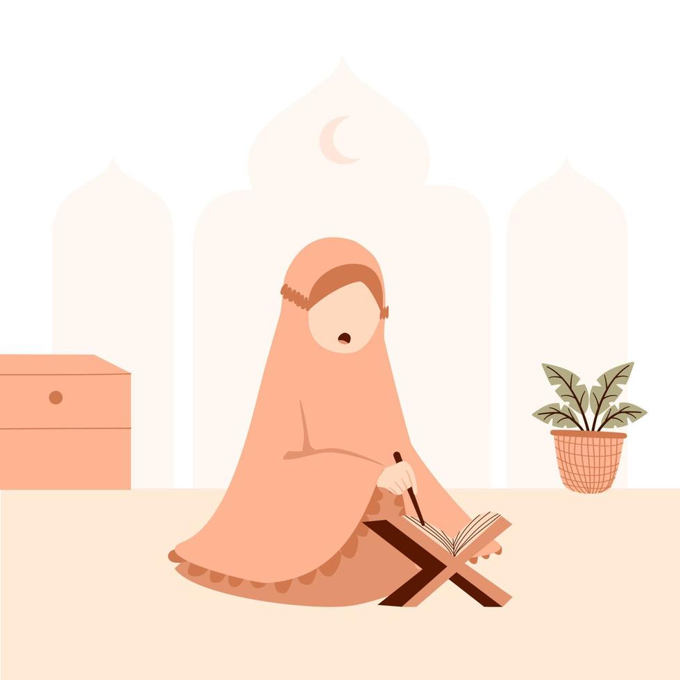 Muslim kid read quran vector