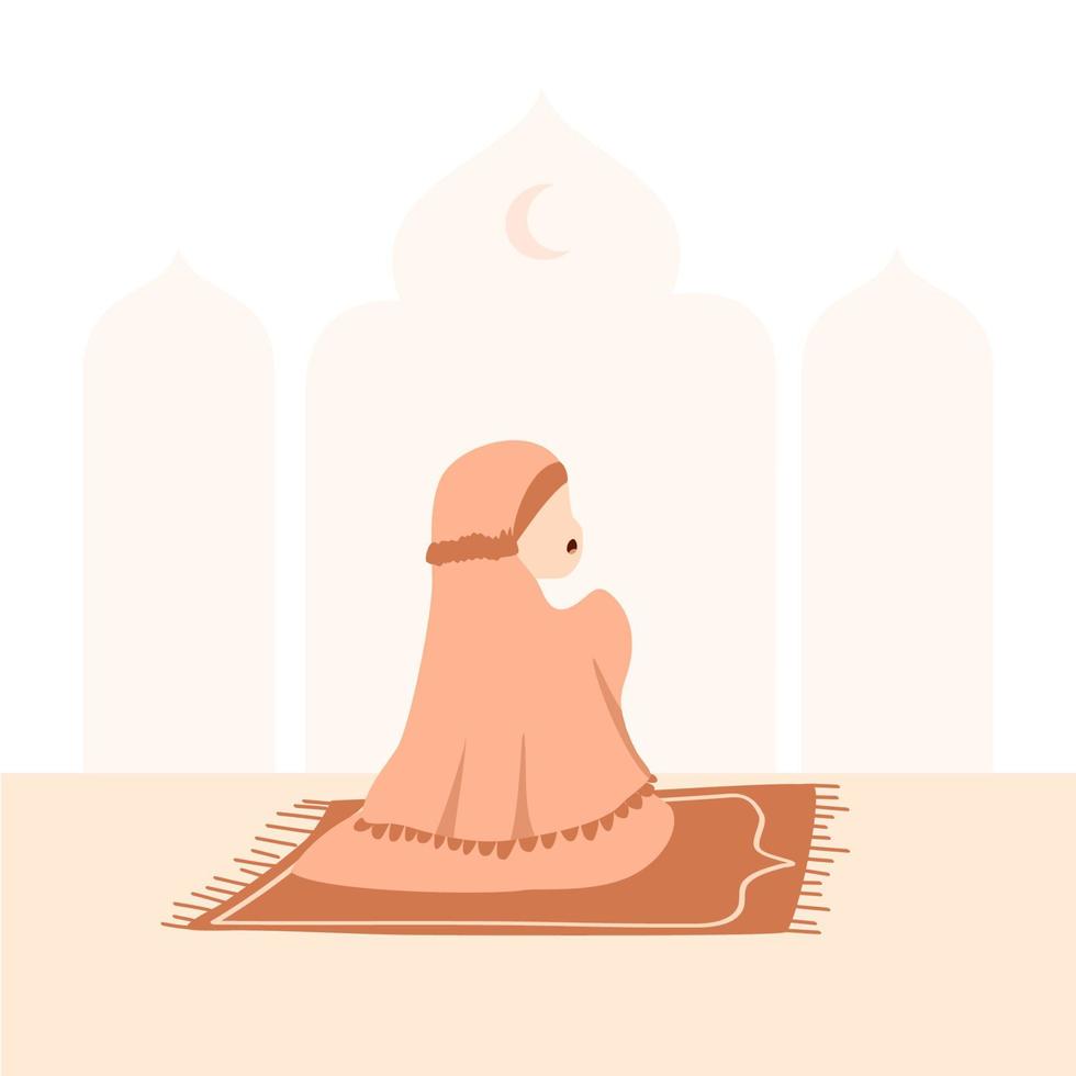 Muslim kid praying vector