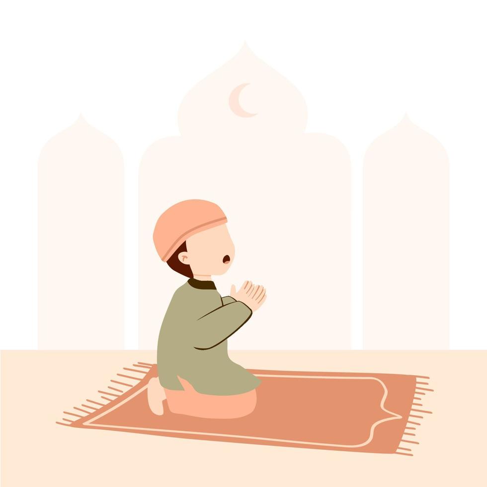Muslim kid praying vector