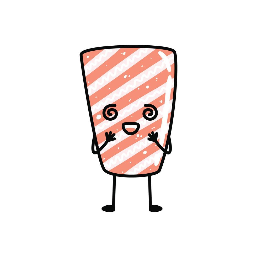mascota de sushi kawaii en estilo de dibujos animados. lindo sashimi con salmón para el menú vector