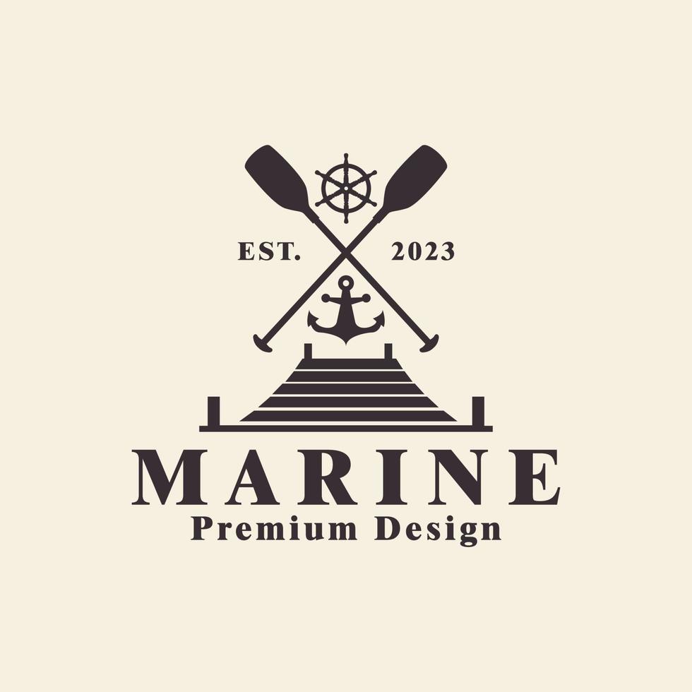 nautical port dock logo with retro style design vector design