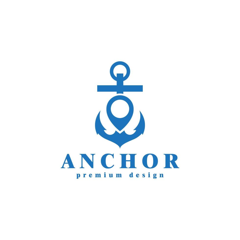 anchor logo with location pin,navy,maritime,nautical vector icon illustration design
