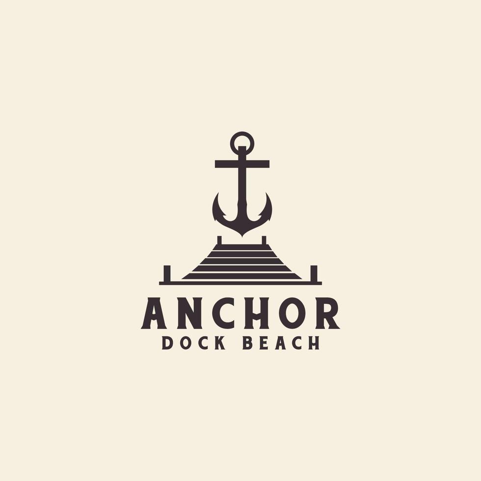seashore  pier hipster vector icon symbol design with anchor