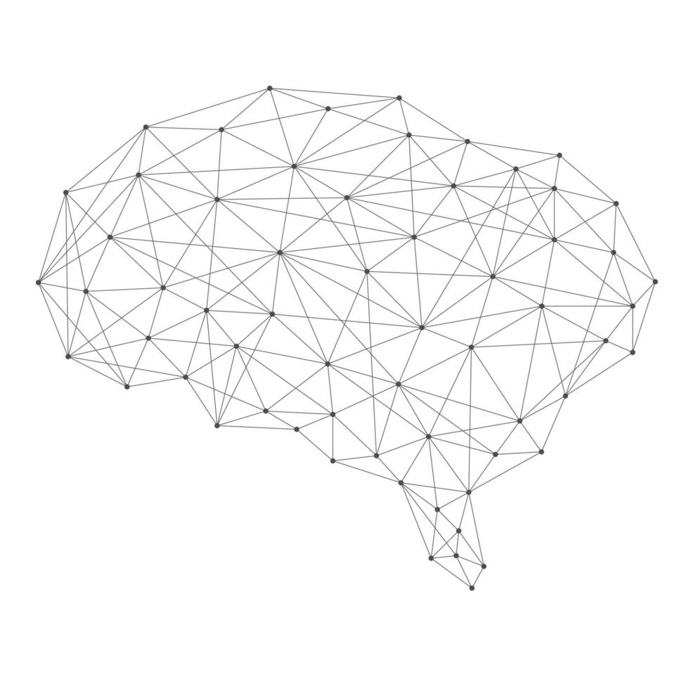 Human brain connected with line. vector
