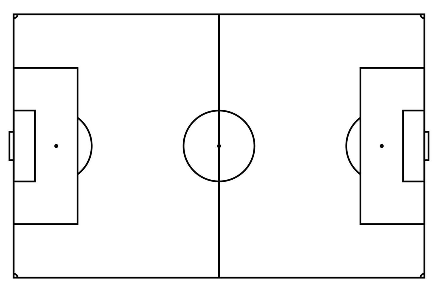 líneas de marcas de campo de fútbol. Esquema de la vista superior del patio de juegos de fútbol. campo de deportes para la recreación activa. vector