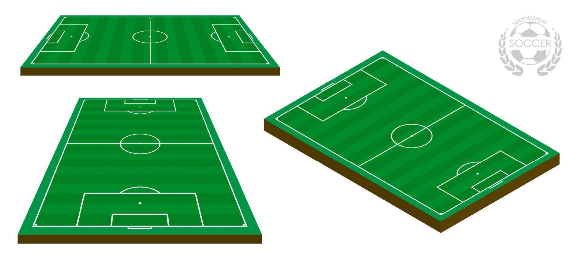 soccer field markings lines, football playground in isometric. Sports ground for active recreation. Vector