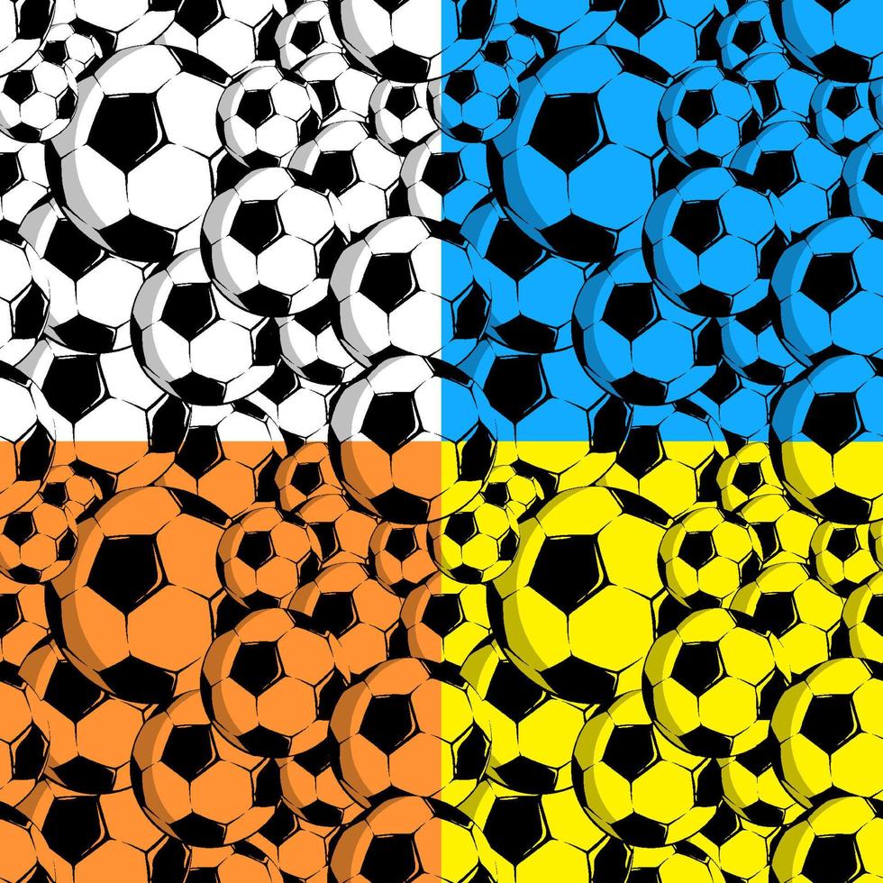 set of seamless patterns with black and white classic sports soccer ball for football. Minimalistic contrast vector
