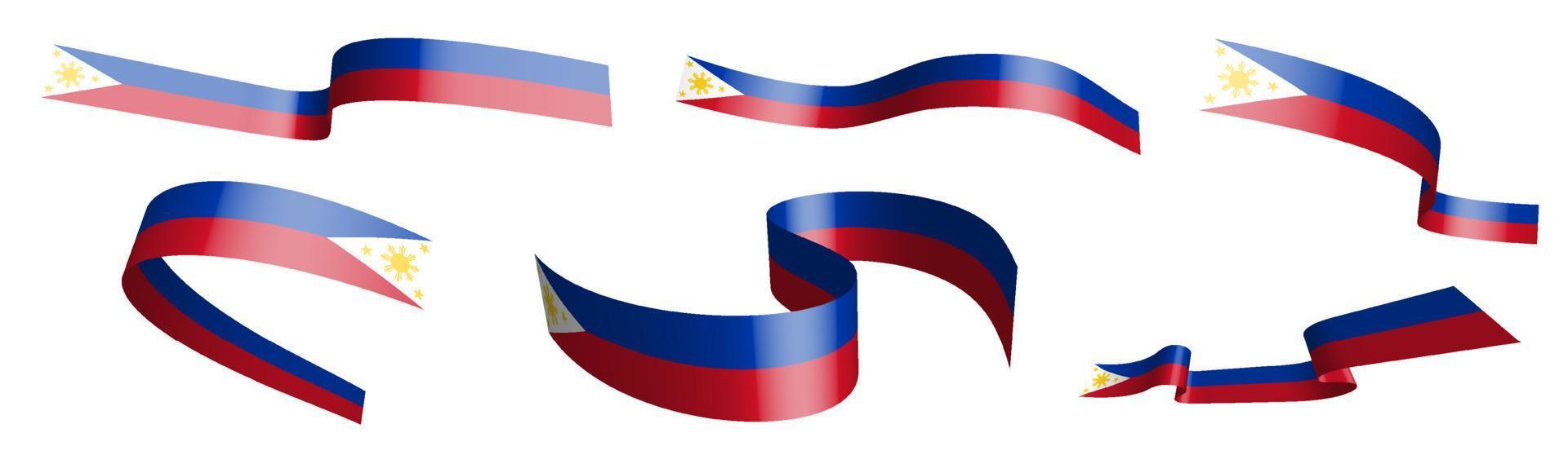 Set of holiday ribbons. Flag of malaysia waving in wind. Separation into lower and upper layers. Design element. Vector on white background