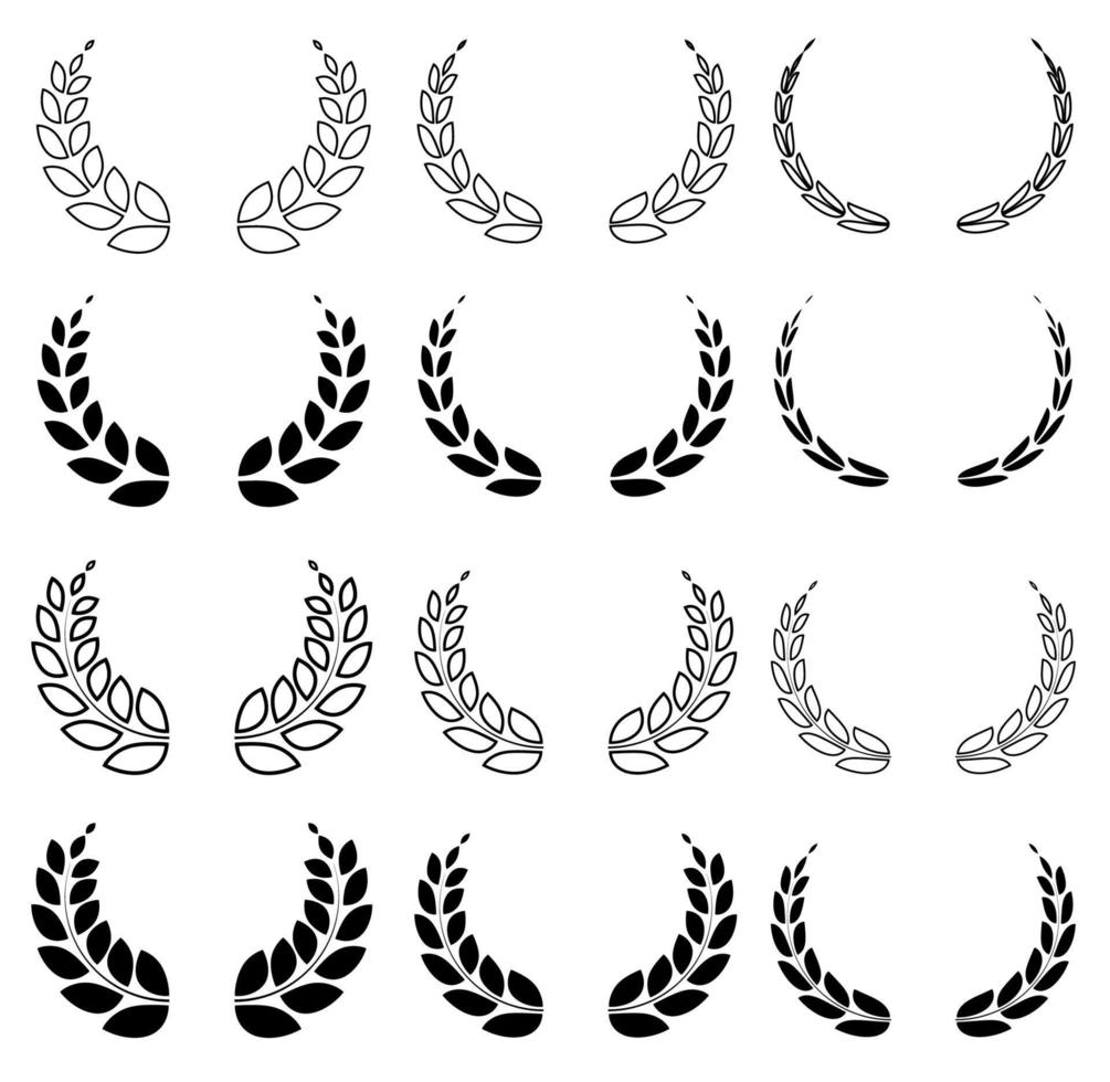 set of laurel wreaths. Award of winner of competition with olive branch. Vector