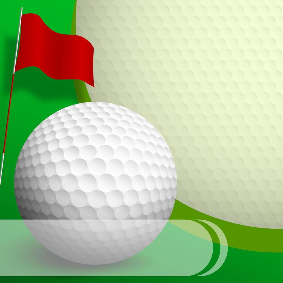 pelota deportiva para golf con bandera roja. banner, fondo para el diseño de competiciones deportivas. estilo de vida saludable. vector