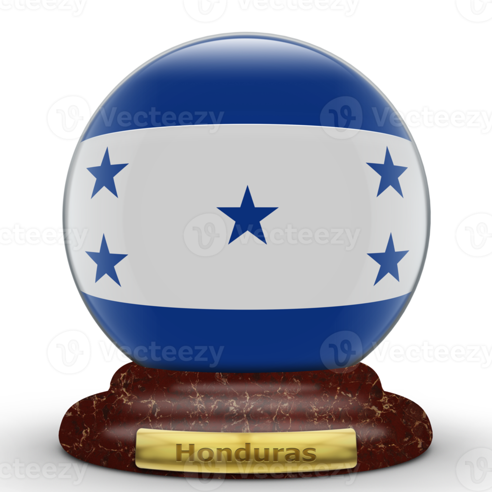 3D Flag of Honduras on globe background. png