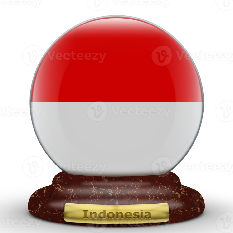 3D Flag of Indonesia on globe background. png