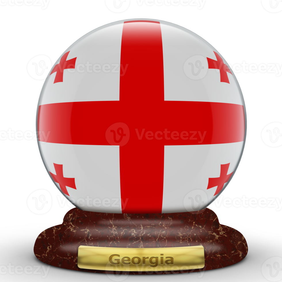 3D Flag of Georgia on globe background. png