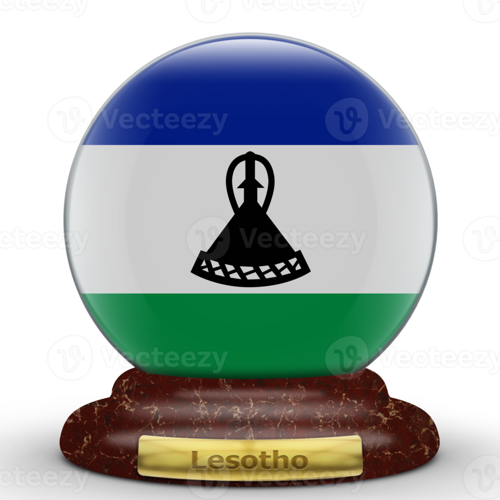 3D Flag of Lesotho on a globe background. png