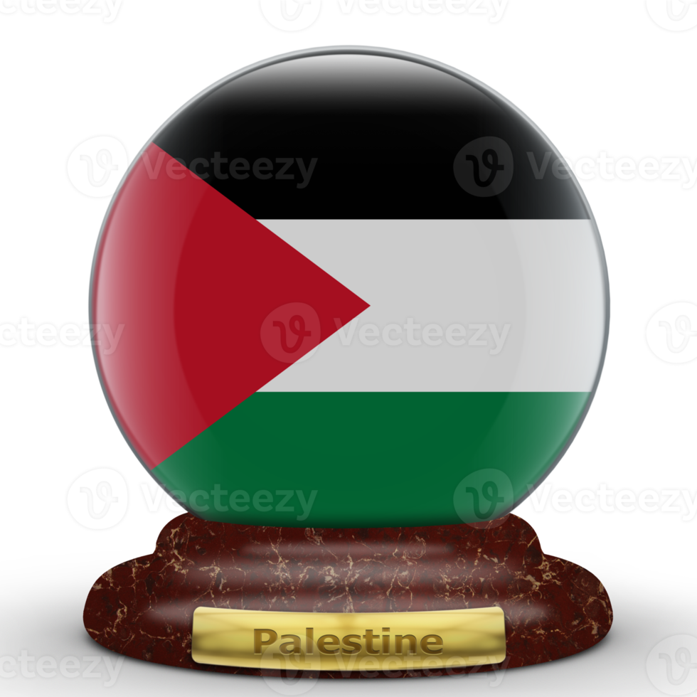 3d flagga av palestina på en klot bakgrund. png