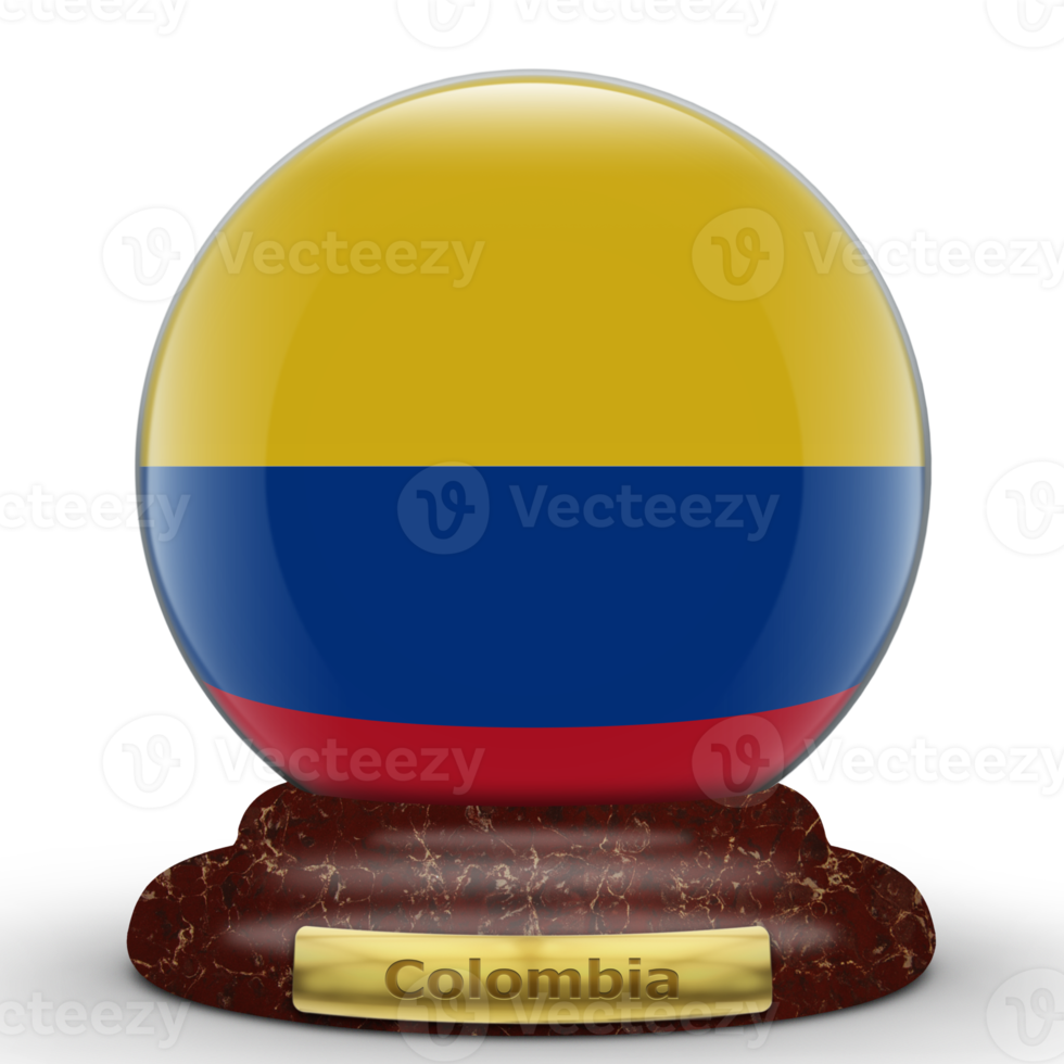 3D Flag of Colombia on globe background. png