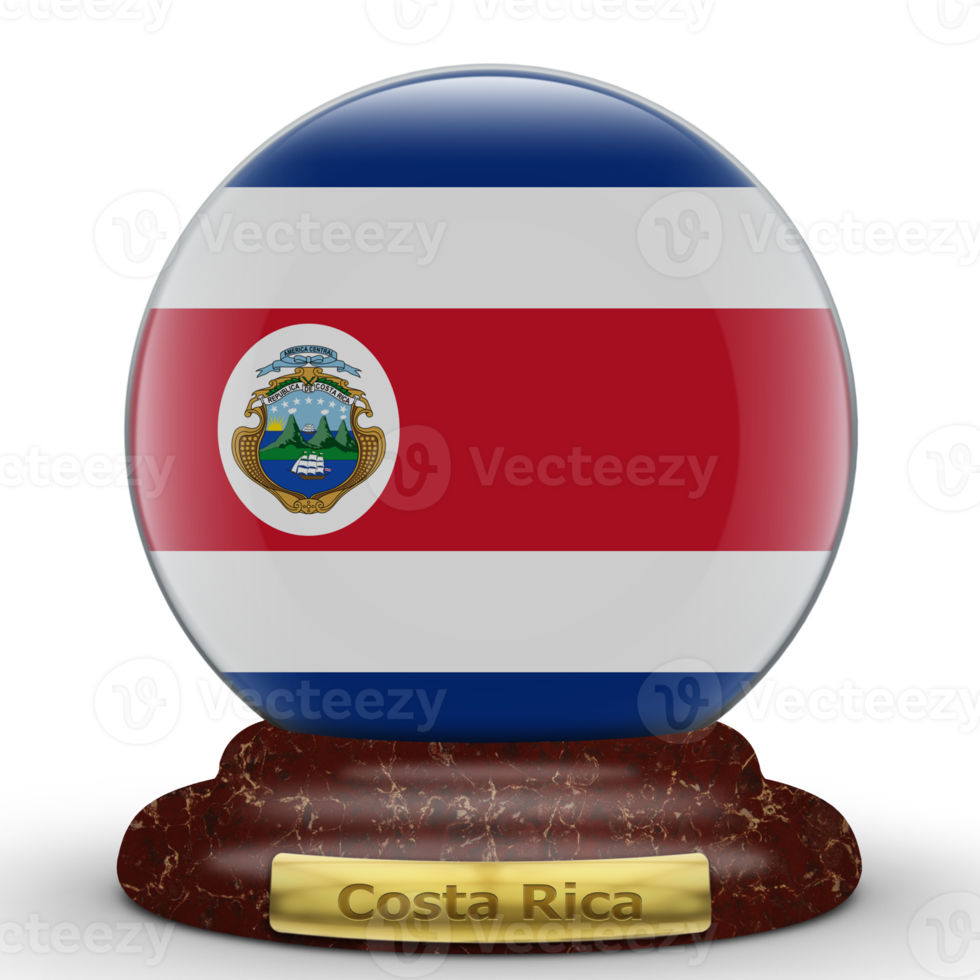 3d vlag van costa rica Aan een wereldbol achtergrond. png