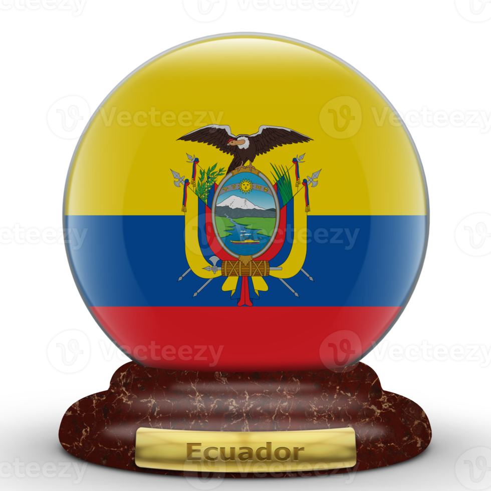 3D-Flagge von Ecuador auf einem Globus-Hintergrund. png