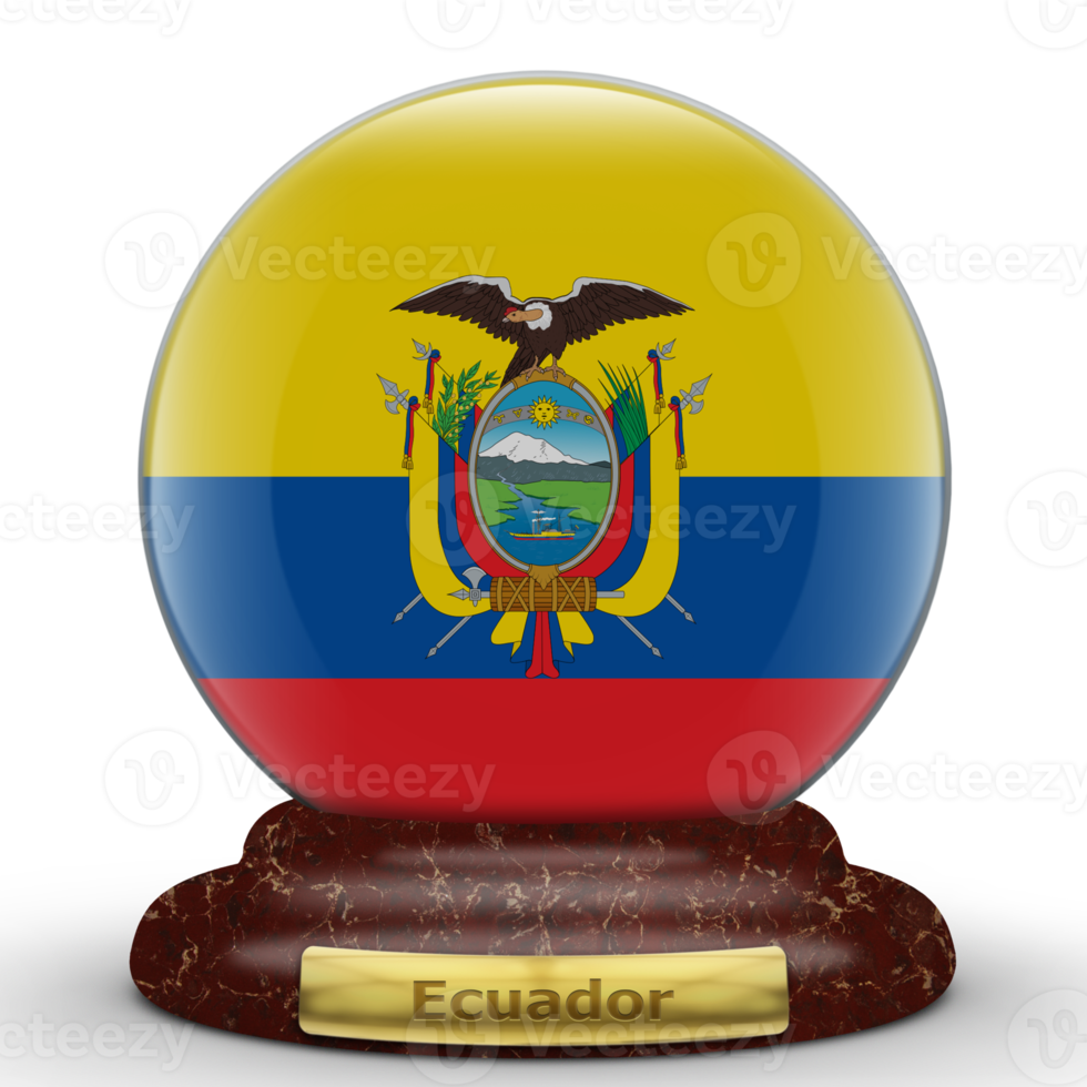 3D Flag of Ecuador on a globe background. png