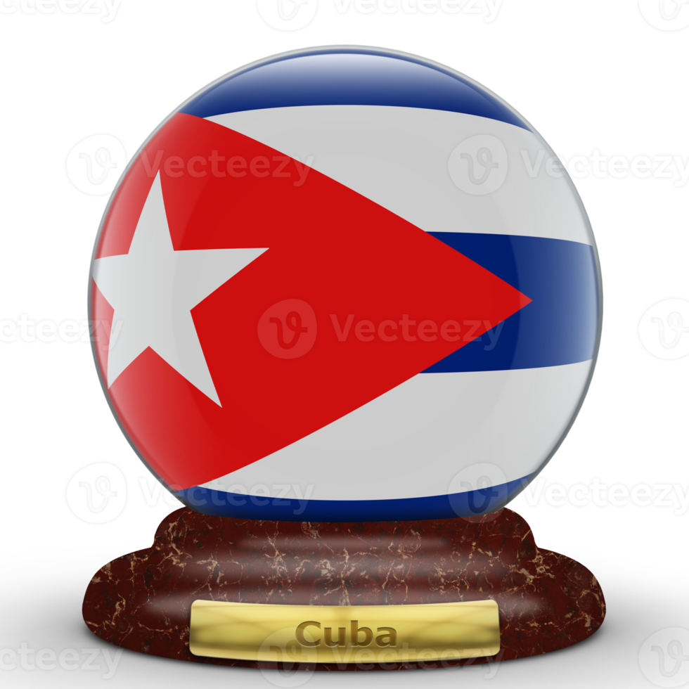 3D Flag of Cuba on globe background. png