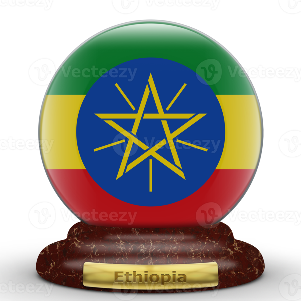 3D Flag of Ethiopia on a globe background. png