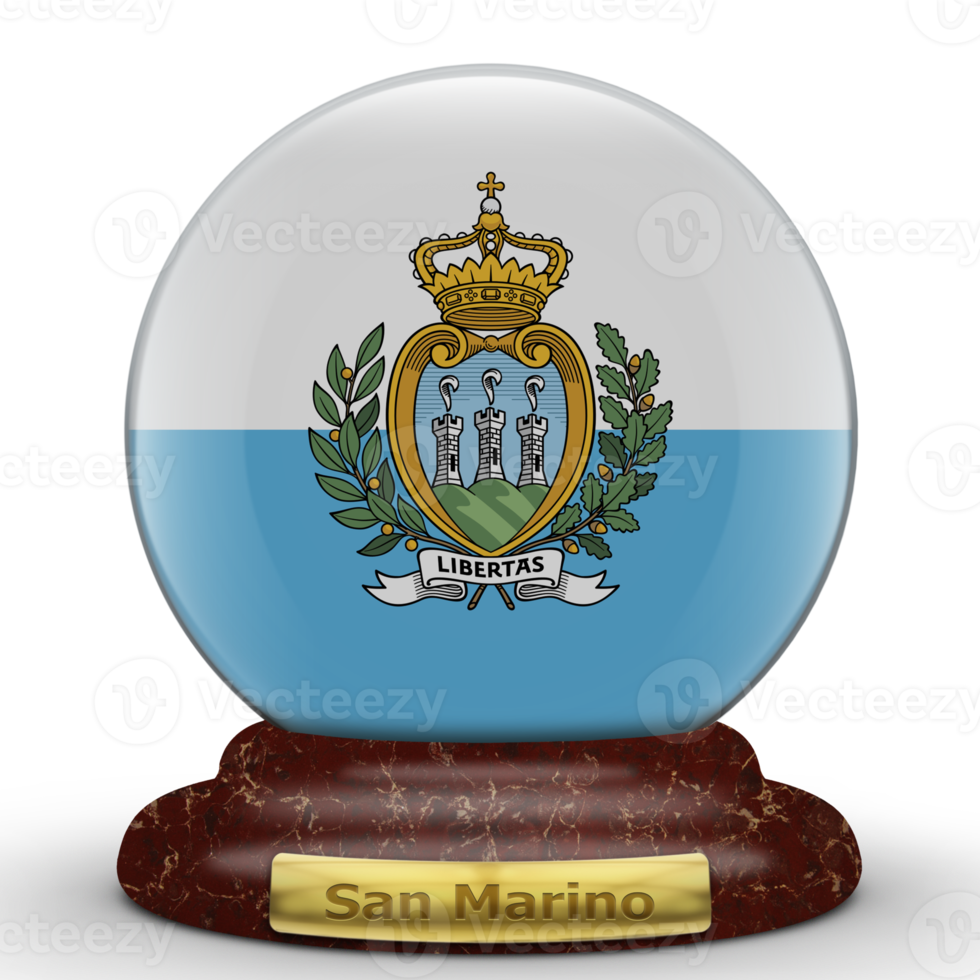 Bandeira 3D de San Marino em um fundo do globo. png