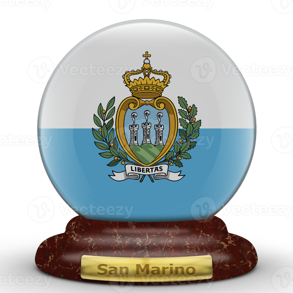 3D Flag of San Marino on a globe background. png