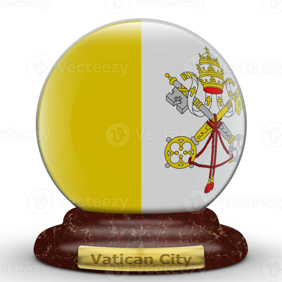 3d flagga av vatican stad på klot bakgrund. png