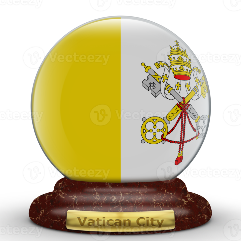 3D Flag of Vatican City on globe background. png