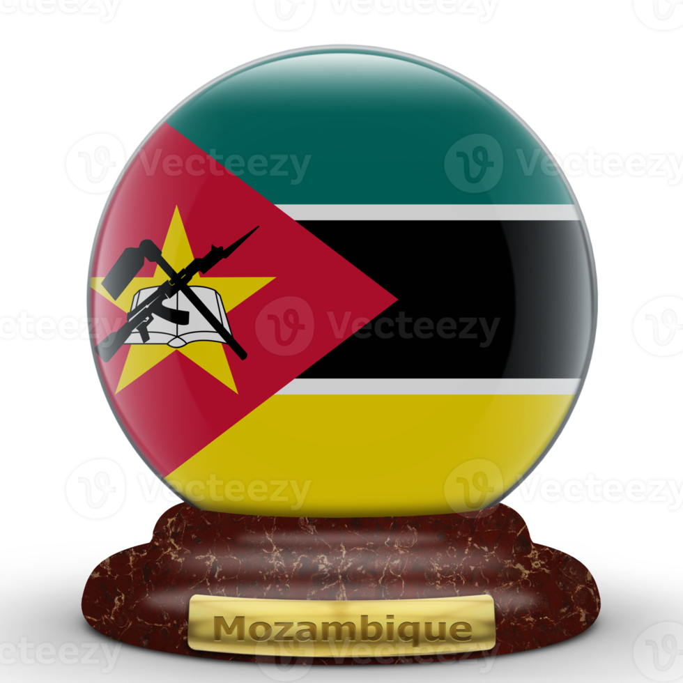 3D Flag of Mozambique on a globe background. png