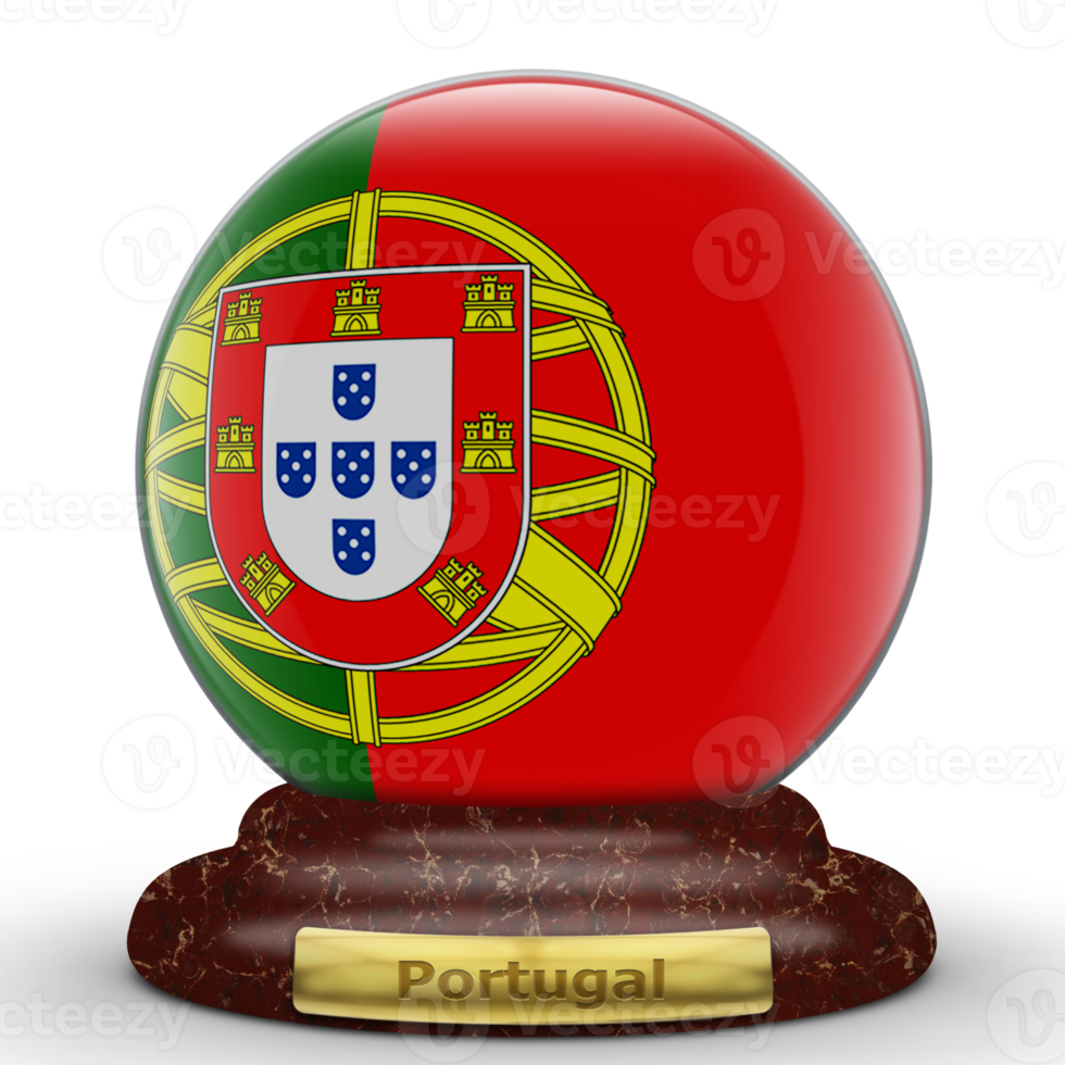 3D Flag of Portugal on globe background. png