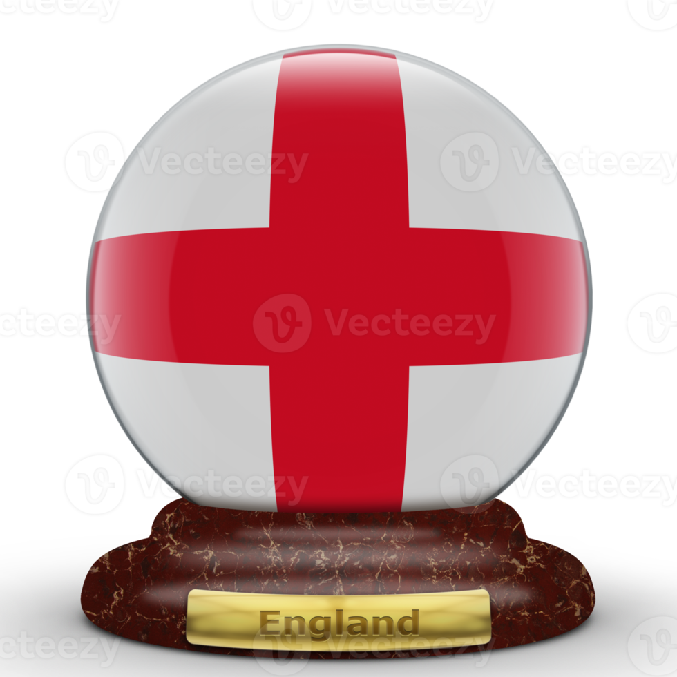 3D-Flagge von England auf Globus-Hintergrund. png