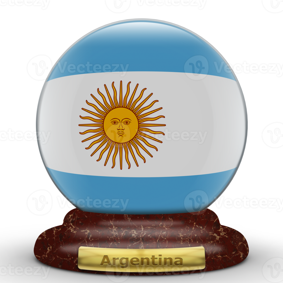 3D Flag of Argentina on globe background. png