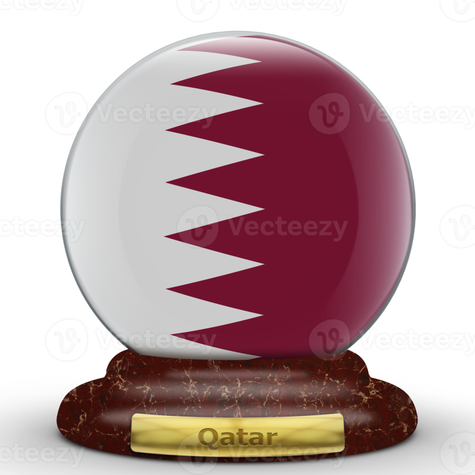 3D Flag of Qatar on globe background. png