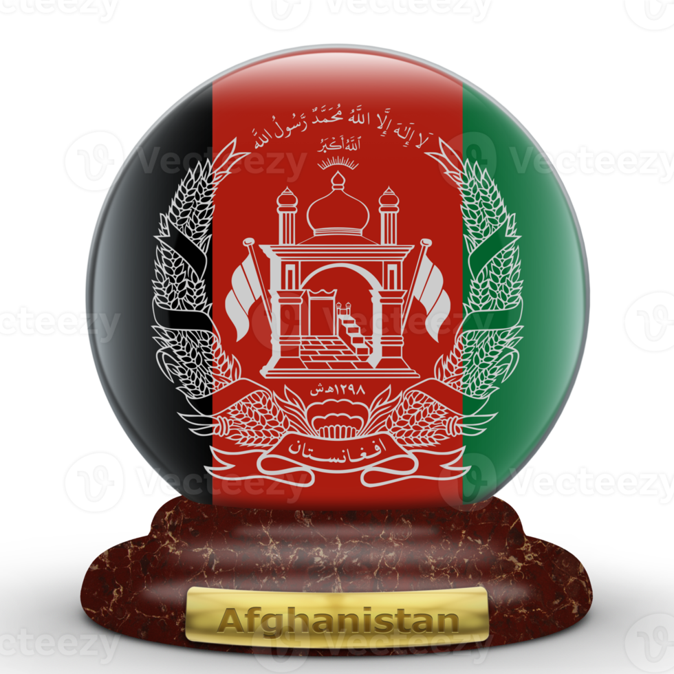 3D Flag of Afghanistan on a globe background. png
