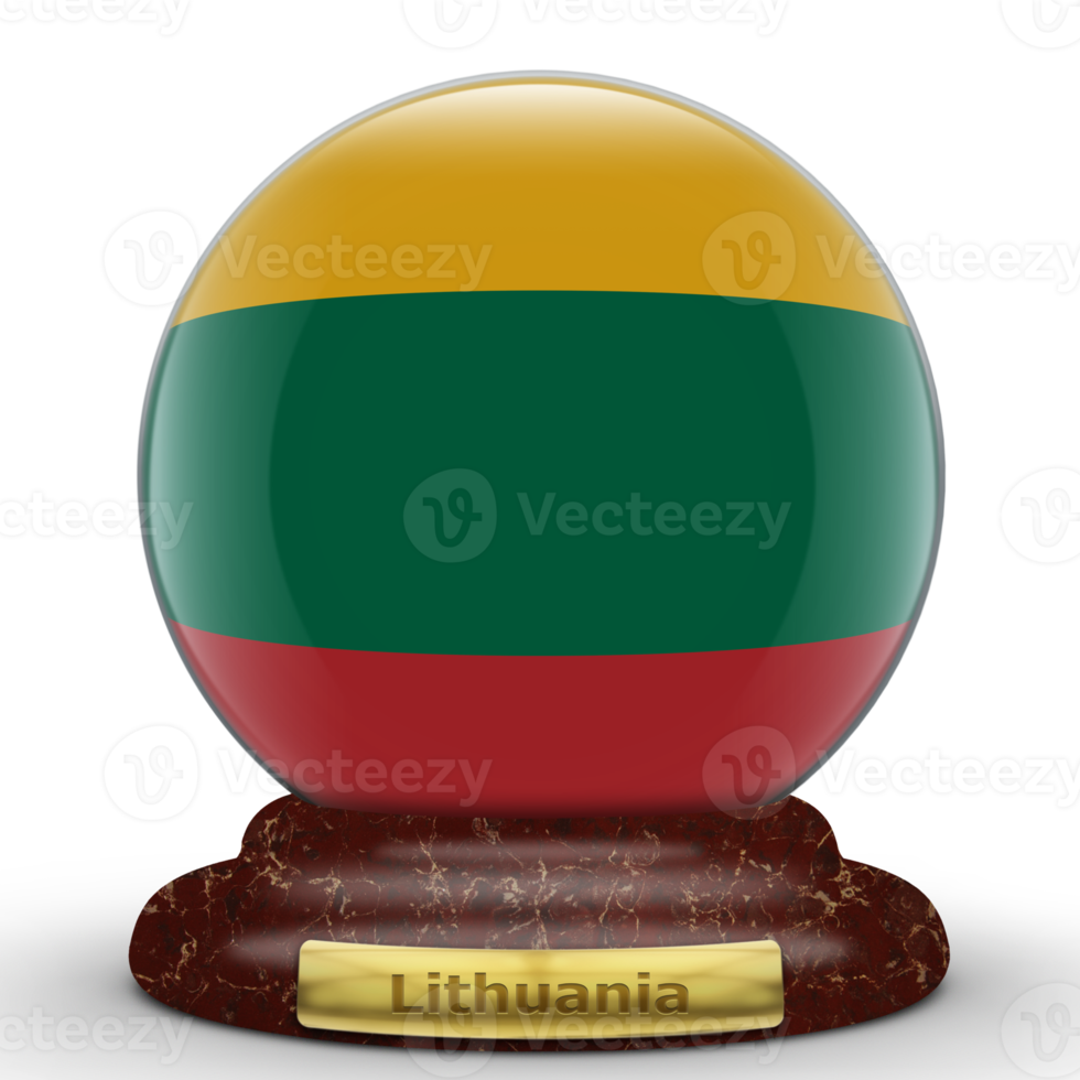 3D Flag of Lithuania on globe background. png
