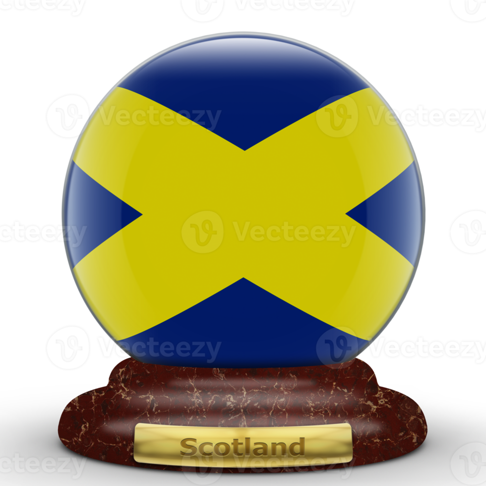 3D-Flagge von Schottland auf Globushintergrund. png