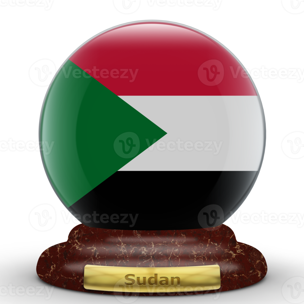 3D Flag of Sudan on a globe background. png