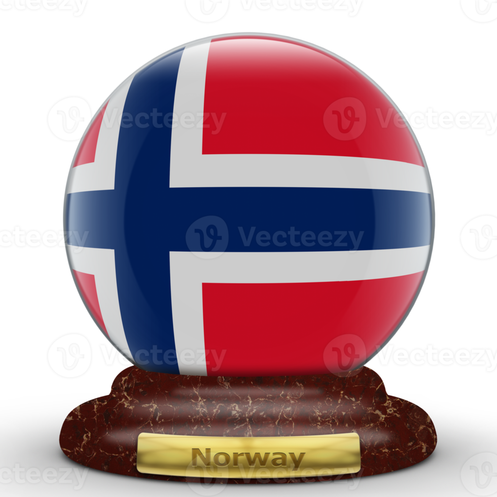 3d flagga av Norge på klot bakgrund. png