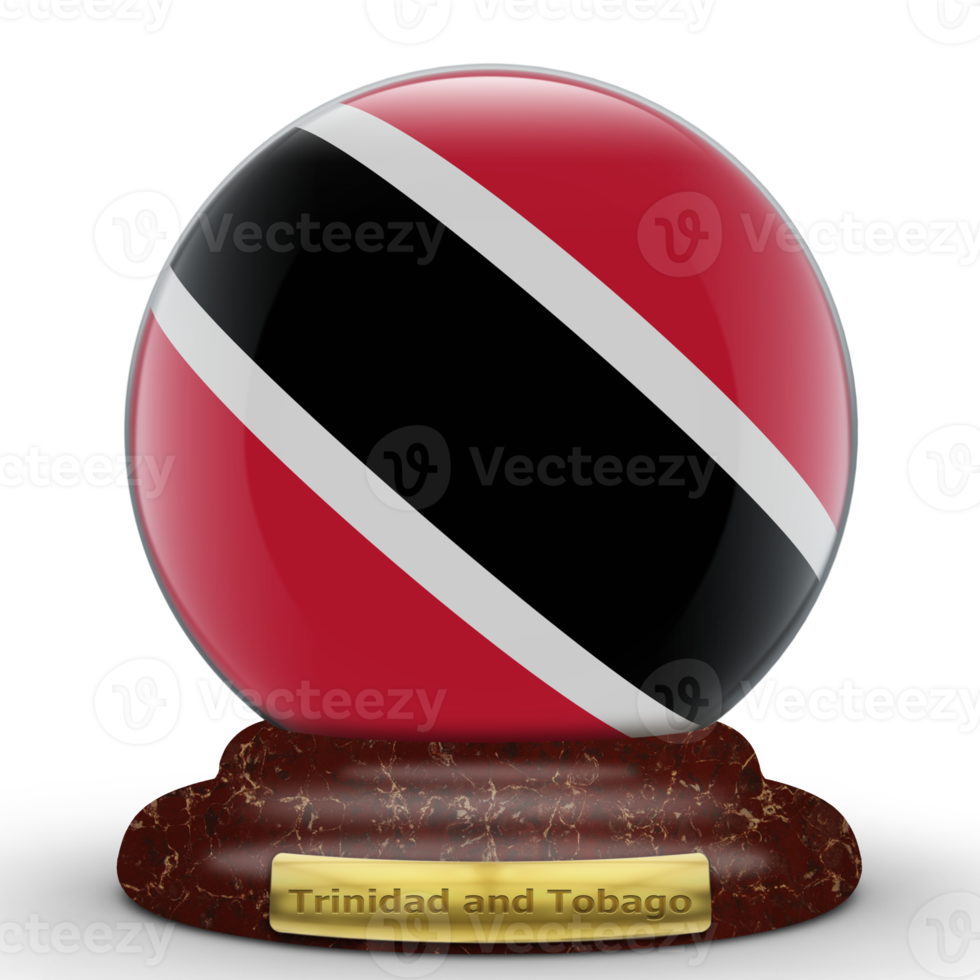 3D Flag of Trinidad and Tobago on globe background. png