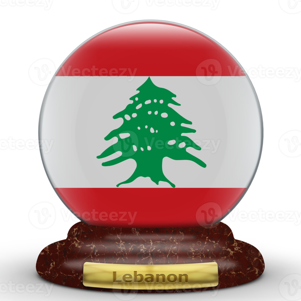 3D-Flagge des Libanon auf einem Globus-Hintergrund. png