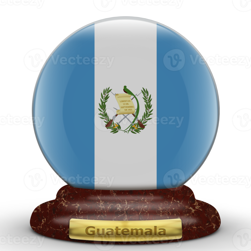 3D-Flagge von Guatemala auf einem Globus-Hintergrund. png